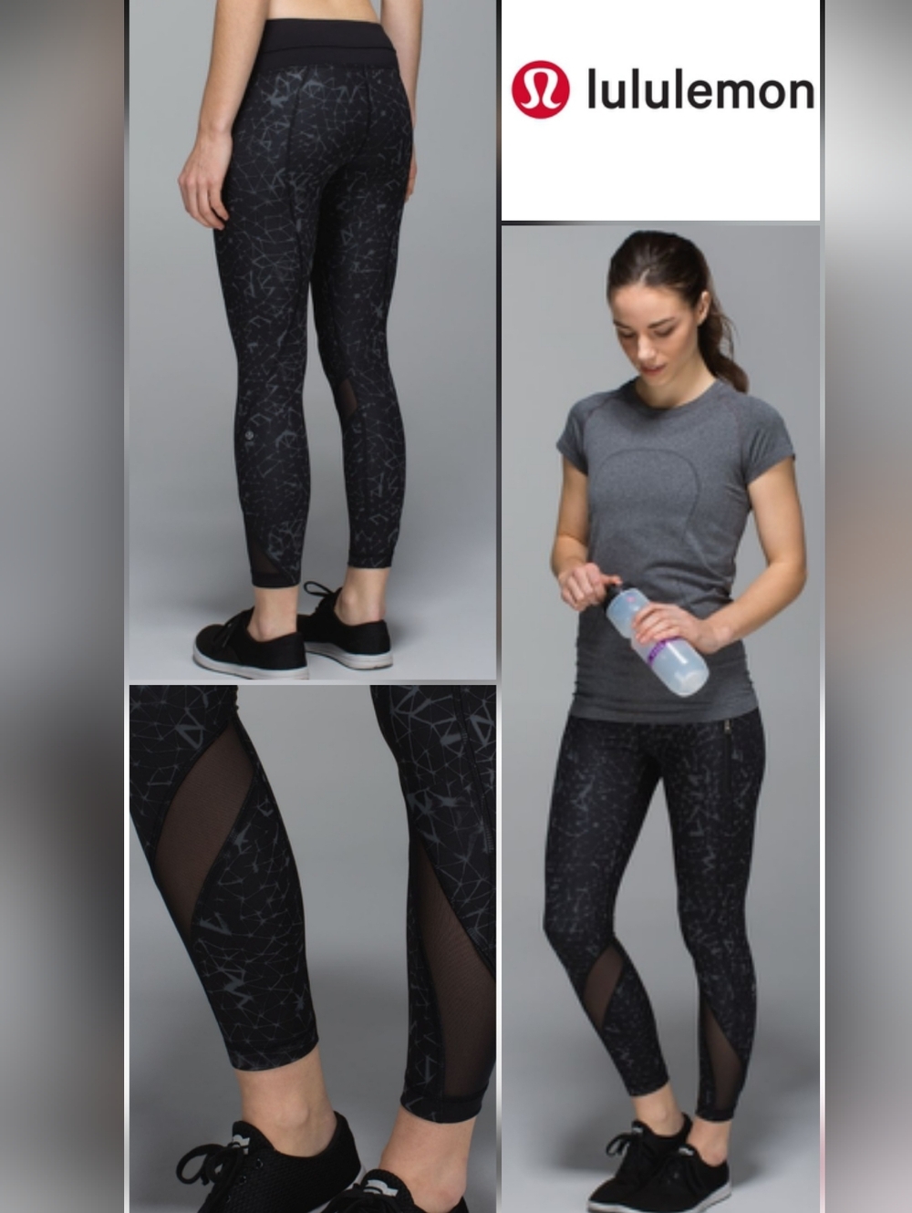 Lululemon Inspire Tight II Full On Luxtreme Mesh-Star Crushed Coal Black